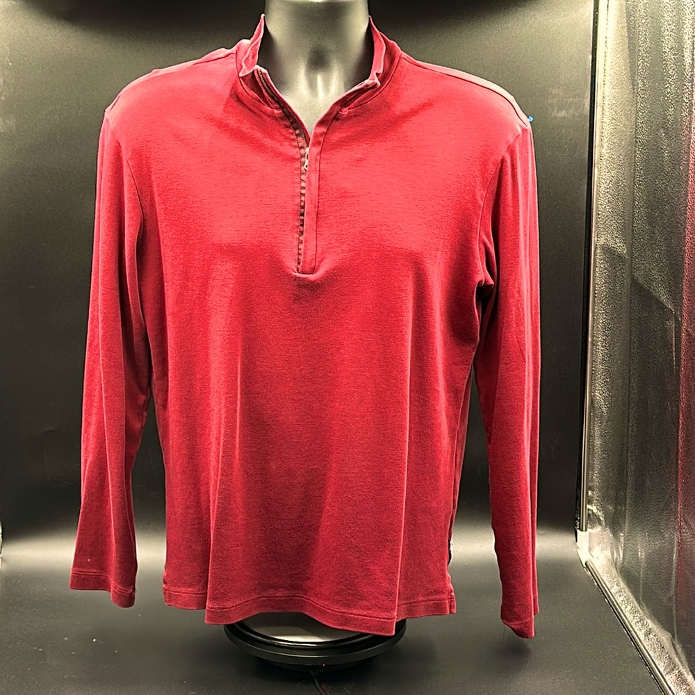 Armani Jeans half zip, light sweater. Size M Mens Burgundy Excellent condition!!